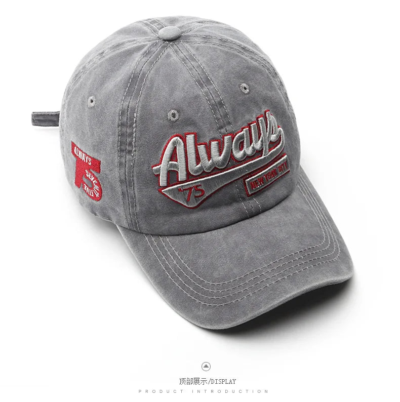 Women Men Baseball Cap Fashion Letter Embroidery Snapback Hat Vintage Washed