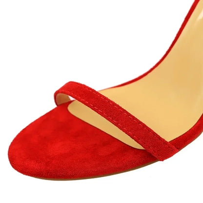 Women Gladiator Stiletto Classic Ankle Strap Holiday Beach Sandals Lady Fashion Suede 8cm 11cm High Heels Sexy Red Brown Sandles