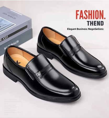 Soft Cowhide Leather Men's Business Shoes Anti-Slip Work Shoes for Middle-Aged And Elderly Fathers Comfortable Breathable Rub...