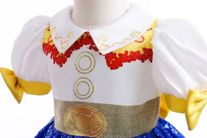 Vestido de menina Jessie, meninas Buzz Lightyear, vestido de desenho animado de vaca, roupas de Halloween, festa Toy Story, vestidos de cosplay, fantasia infantil