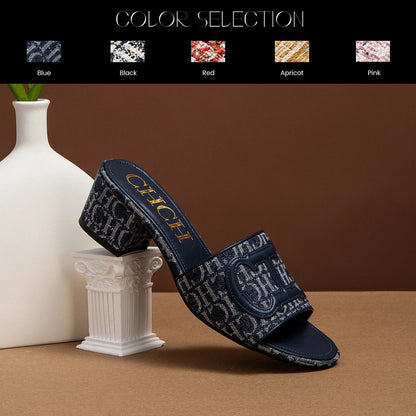 Slippers New summer Brand Fabric Low Heel Sandals Outdoor Business Commuter Women's Shoes 2024