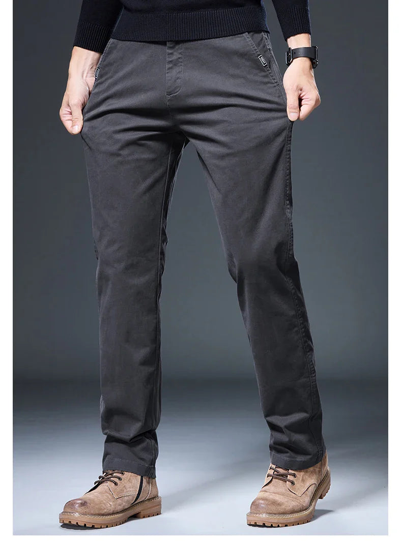 Spring Autumn Male Casual Pants Korean Mens Clothing Business Straight Work Trousers Solid Color Classic Versatile Man Pants