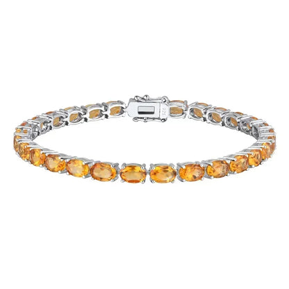 Pure 925 Sterling Silver Women's Hand Bracelets 100% Real Gemstone Natural Topaz Peridot Amethyst Gem Fine Jewelry
