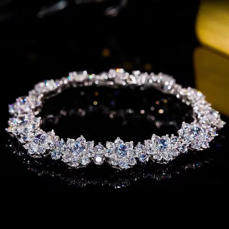 S925 Moissanite Bracelet, Fashion Party Engagement Wedding Anniversary Gift Wedding Anniversary Certificate, Mother's Day Gift