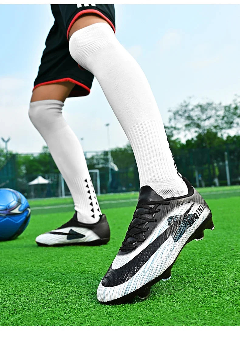 New Men Football Boots Outdoor Non Slip Match Boys Breathable Soccer Shoes Sport Adult Cleats Training Long Spikes Comfortable