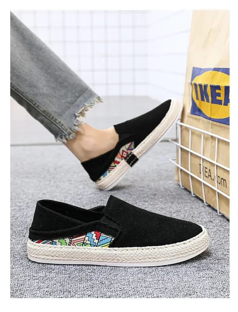 Sapatilhas Casuais Masculinas de Lona Tênis Masculino Slip-on Vulcanizado Confortáveis Sapatilhas Masculinas Mocassins Sapatos de Condução Zapatos Hombre