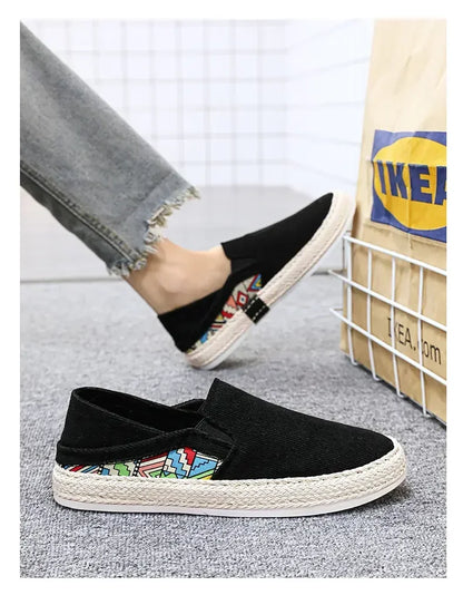 Sapatilhas Casuais Masculinas de Lona Tênis Masculino Slip-on Vulcanizado Confortáveis Sapatilhas Masculinas Mocassins Sapatos de Condução Zapatos Hombre