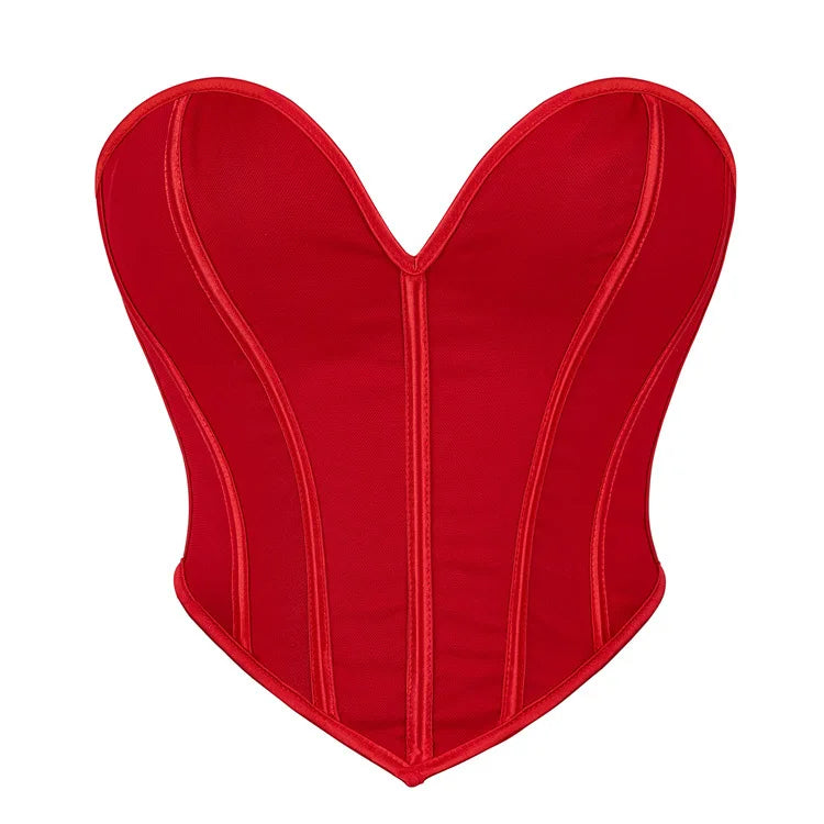 Women Fashion Corset Crop Top Lace Up Brocade Overbust Bustiers Body Shaper Lingerie Sexy Woman Push Up Corselet