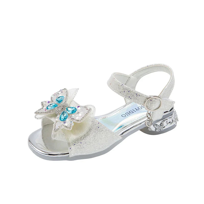 Kids'Casual Shoes Sandals PU Leather Crystal Fashion Summer Shoes For Girls Hook and Loop Anti-slip Pink White Shoes Size 26-36