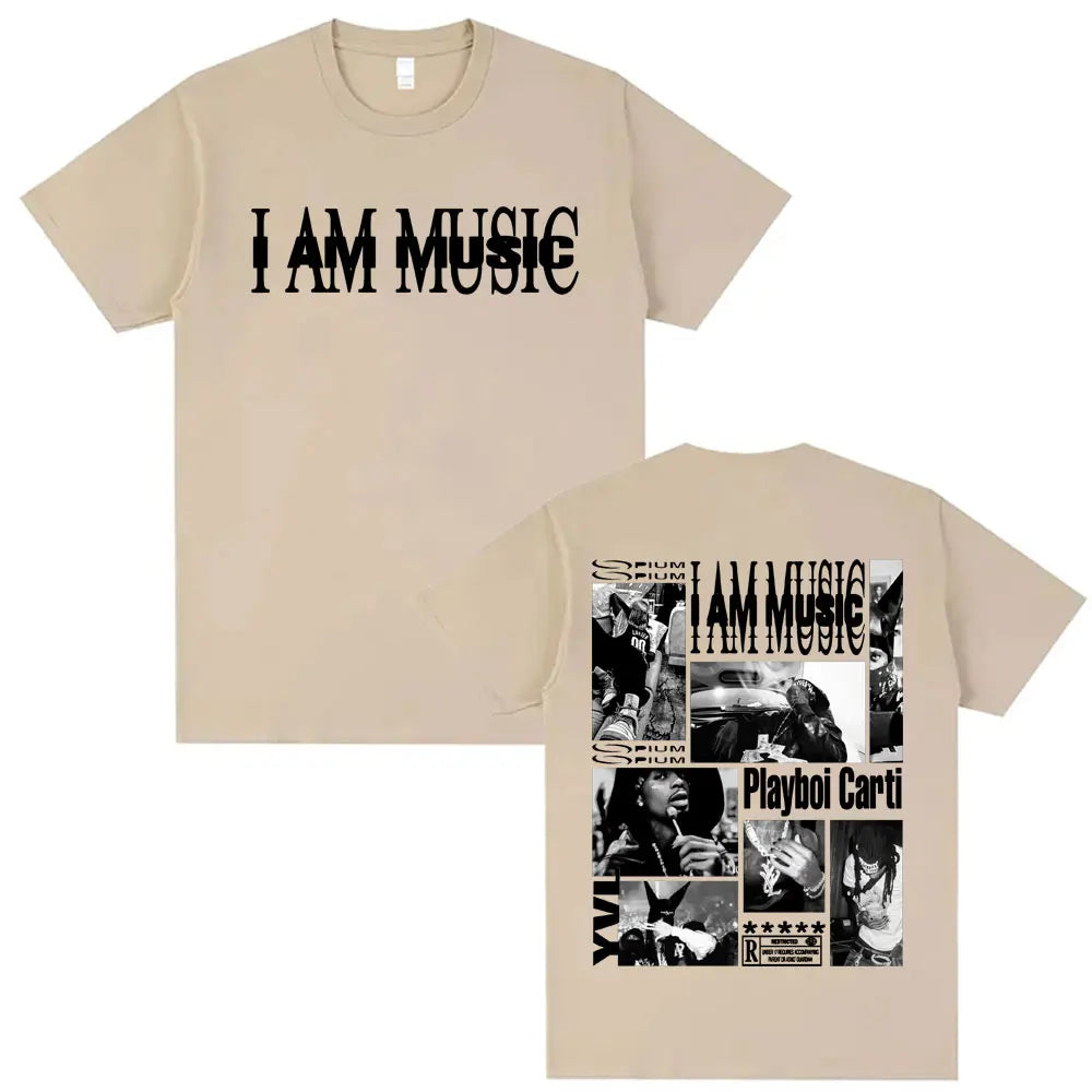 Playboi Carti I AM MUSIC Album Gothic Hip Hop T-Shirt for Men Unisex Summer O-Neck Street Fashion Top Tees