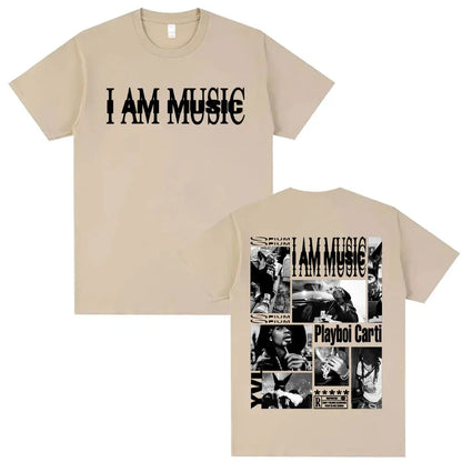 Playboi Carti I AM MUSIC Album Gothic Hip Hop T-Shirt for Men Unisex Summer O-Neck Street Fashion Top Tees