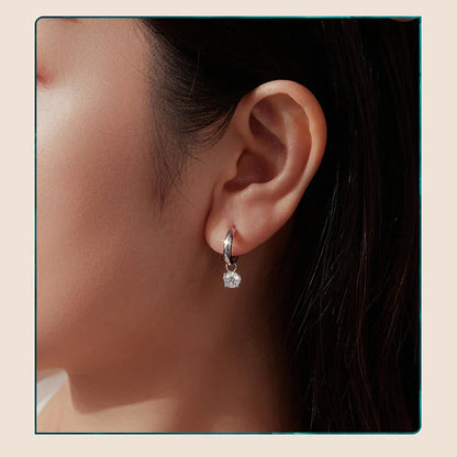 Minimalist Moissanite Hoop Earrings for Women, Half-circle  925 Sterling Silver D Color Round Cut Lab Diamond Earrings