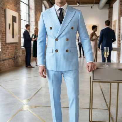 High-quality European and American Men's Clothing, Formal Suits with Stripes, Trousers for Business, Formal Dinners, Weddings