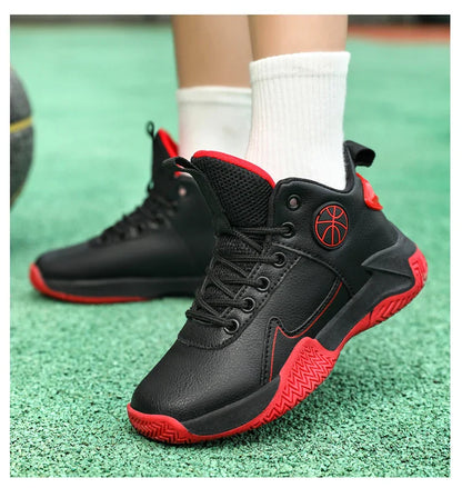 New Children's Casual Sneakers Fashion Black Kids Shoes Basketball Leather Sneakers For Boy Sports Tenis Size 31-40