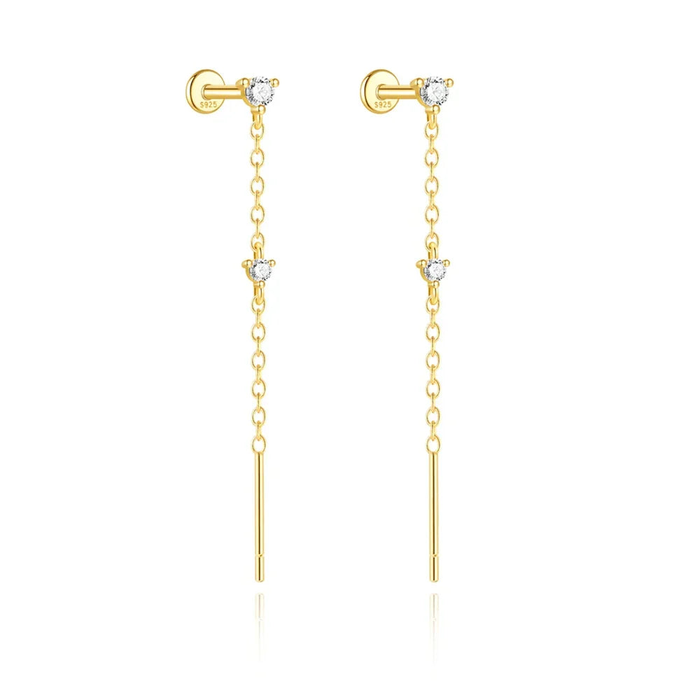 925 Sterling Silver Long Chain Tassel Baroque Irregular Pearl Dangle Earrings for Women C Shape Earrings Jewelry Pendientes