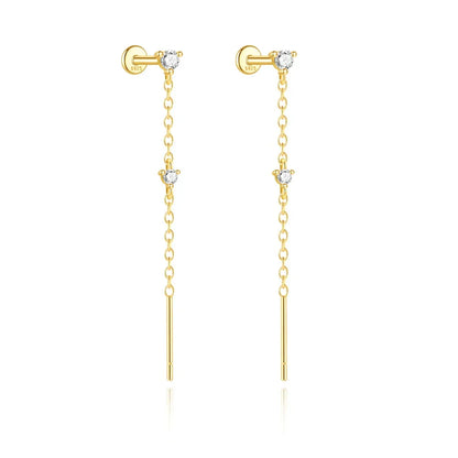 925 Sterling Silver Long Chain Tassel Baroque Irregular Pearl Dangle Earrings for Women C Shape Earrings Jewelry Pendientes