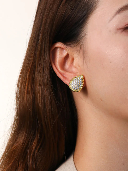 Vintage Ear Clip Earrings for Women Luxury Jewelry Fashion Party Large Water Drop Design Gold Plated Eardrop Stud Earring