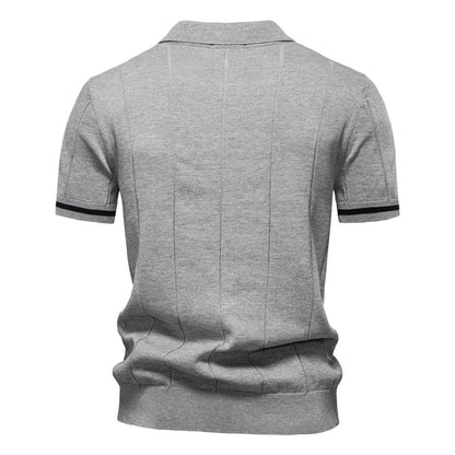 Men's Solid Color Sport Zipper Polo Shirt Athletic Social Polo Shirts for Men Office Slim Fit Polo