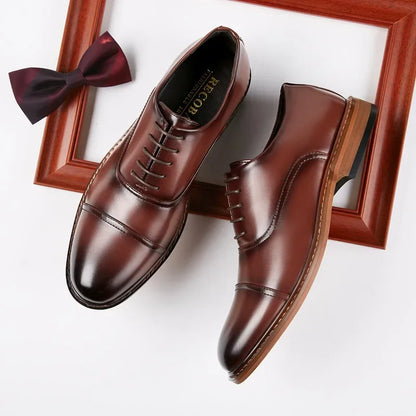 Office Men's round Toe Business Shoes Summer 2024 Formal Leather Oxford Derby Korean Style Wedding Single Shoes Microfiber