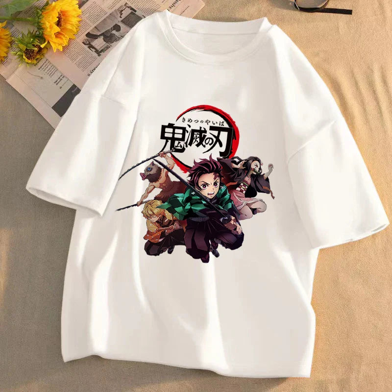 Demon Slayer Anime T-Shirt Kimetsu No Yaiba Unisex Graphic Tee Summer Short Sleeve Casual Cartoon Top Streetwear Anime Gift