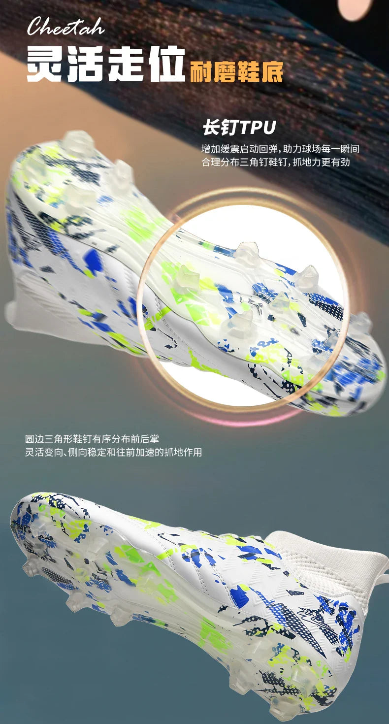 Double Star 2026 New High-Top Soccer Shoes, AG Long Studs, for Teens, Primary School Students, Adults & Kids, Professional Match