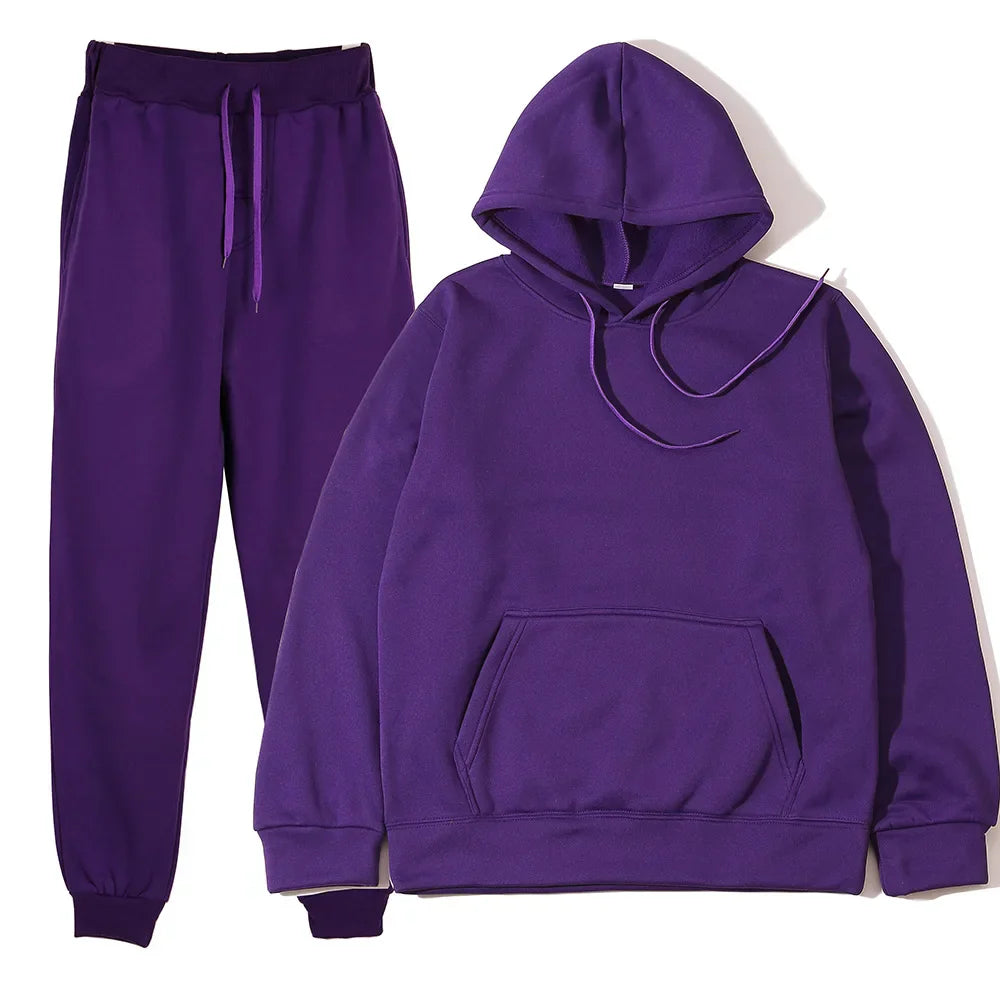Men Tracksuit Casual Joggers Hooded Sportswear Jackets And Pants 2 Piece Sets Hip Hop Running Sports Suit S-XXXL