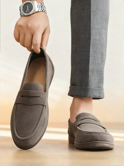 Business Commute Slip On Men's Loafers Preppy Breathable Suede Casual Shoes Outdoor Flats Non Slip Daily Walking Driving Shoes