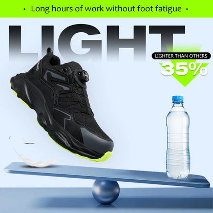 Rotating Button Safety Shoes Men Steel Toe Sneaker Work Shoes Man Puncture Proof Work Safety Boots Black Protective Shoes