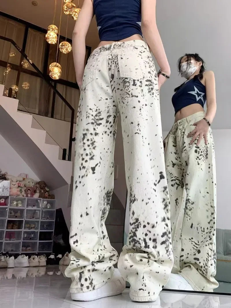 Pants Female High Waist Casual Wide Leg Jeans