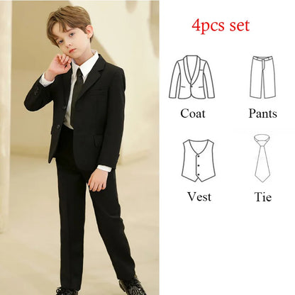 Spring Autumn Children Boy Wedding Suit Teenager Kids Formal Elegant Suits For Boy 1-14  Years Boys Suits Outfits Set
