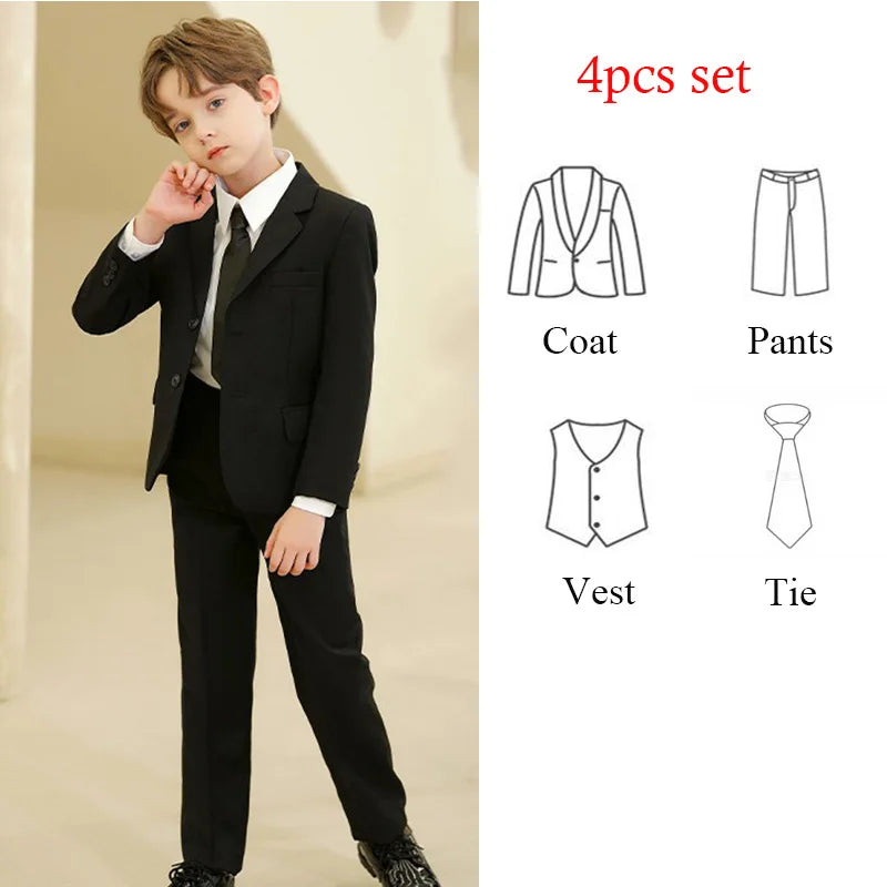 Spring Autumn Children Boy Wedding Suit Teenager Kids Formal Elegant Suits For Boy 1-14 Years Boys Suits Teens Suits Outfit Set