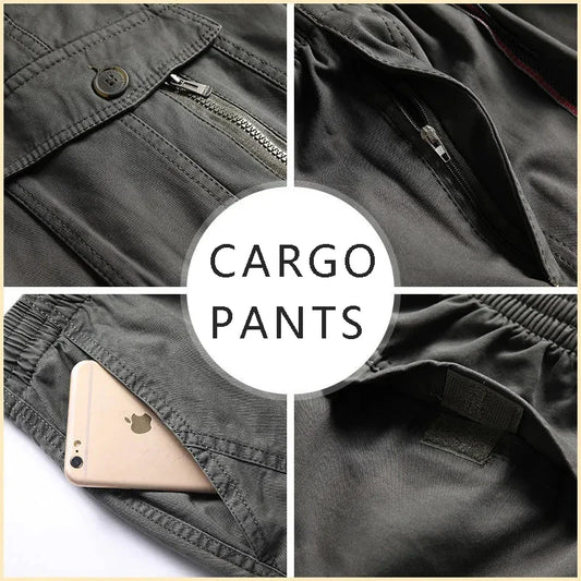 Plus Size Men's Cargo Pants Casual Loose Multi Pocket High Quality Cotton Pants Long Trousers Mens Jogger Pants 5XL 6XL