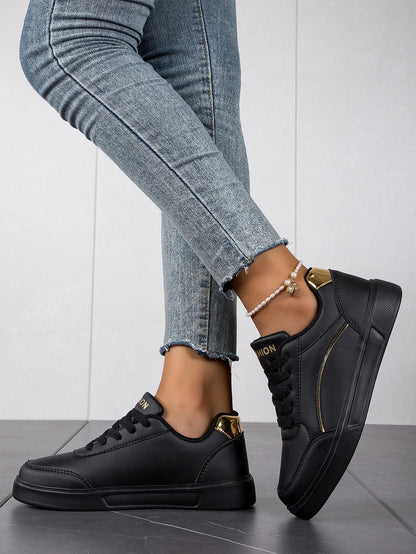 Baasploa Tênis Casual Feminino de Couro com Plataforma para Mulheres Clássicos Confortáveis Sapatos de Skate Antiderrapantes