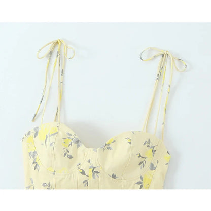 Elegant Corset Top Backless Short Cami Tops New 2026 Summer Fashion Floral Printed Sexy Party Night Tops
