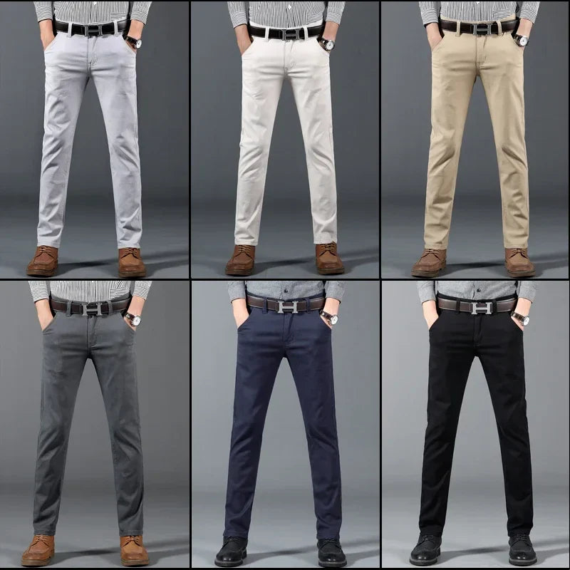 6 Color Men Slim Casual Pants New Classic Business Fashion Comfortable Stretch Cotton Elastic Straigh Trousers Male