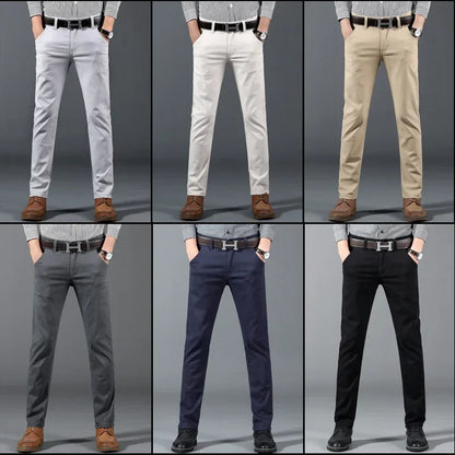 6 Color Men Slim Casual Pants New Classic Business Fashion Comfortable Stretch Cotton Elastic Straigh Trousers Male
