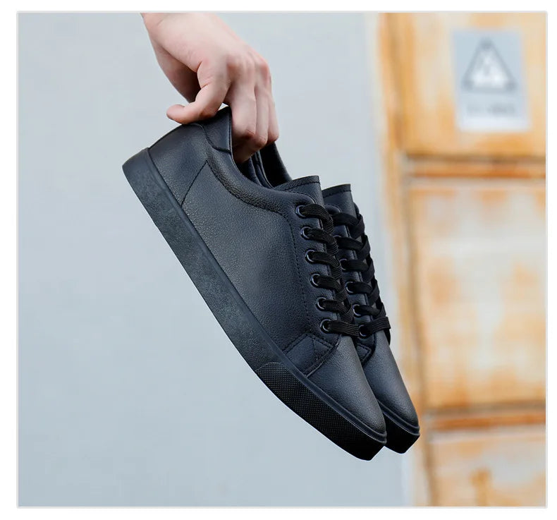 Spring Summer Flat Mens Casual Shoes Soft Pure Black Fashion Male Footwear Cool Young Man Street Style Comfortable