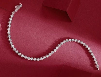 Sparkling Full 0.03ct 2mm D Color Moissanite Tennis Bracelet for Women Girl Fine Jewelry S925 Silver Diamond Link Bracelets