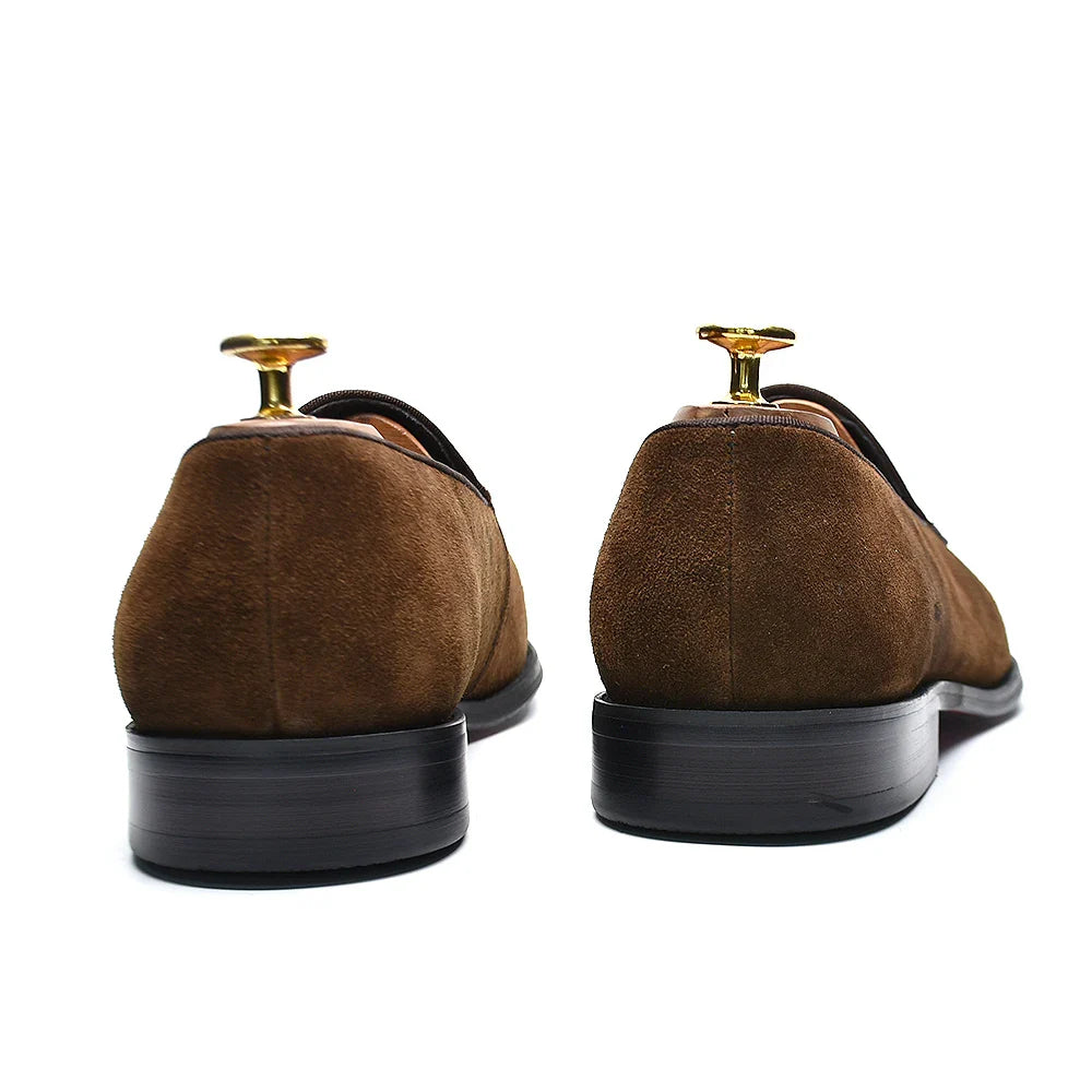 Luxury Italian Wedding Party Men's Loafer Dress Shoes Cow Suede Leather Slip-on Gentleman Fashion Suit Formal Shoes Man Footwear