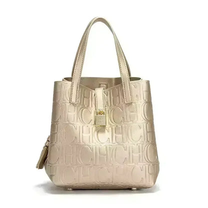 Large Capacity Handbag Luxury Brand Temperament Letter Print with Lock Design 2025 Trendy Women's Crossbody Bag