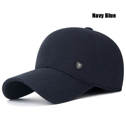 Mens Winter Baseball Cap with Ear Flaps, Baseball Winter Hats with Ear Flaps for Men Outdoor Walk Running  Adjustable Size