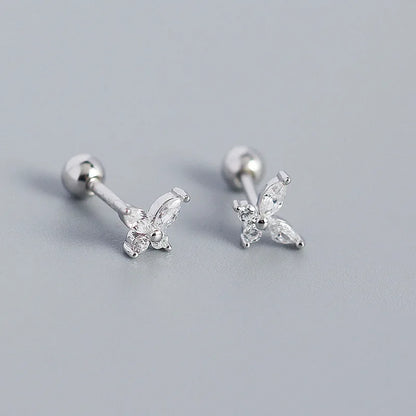 925 Sterling Silver Fashion Korean Petal Screw Bead Stud Earrings for Women Charm Ear Bone Piercing Jewelry Accessories