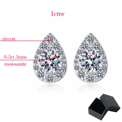 1cttw Sparkling Moissanite Stud Earrings for Women Engagement Birthday Gift Jewelry 100% 925 Sterling Silver Wholesale