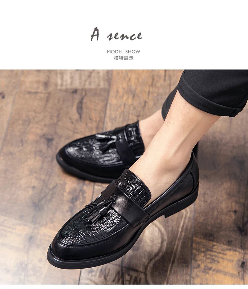 Men's Dress Shoes Formal Leather Loafers Male Tassel Social Casual Business Shoes For Men Wedding Office Party Leather Shoes