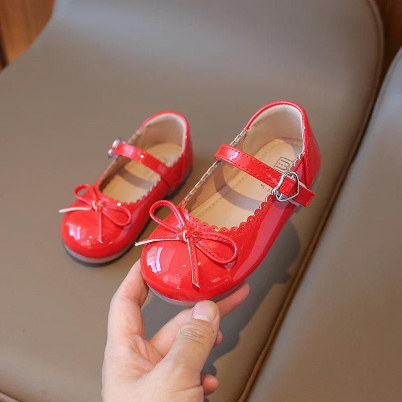 Summer Girl's Princess Shoes Bowknot Round Toe Hook-loop Shallow Cute Daily Kid's Flat Shoe Solid Colors Anti-slip Children Shoe