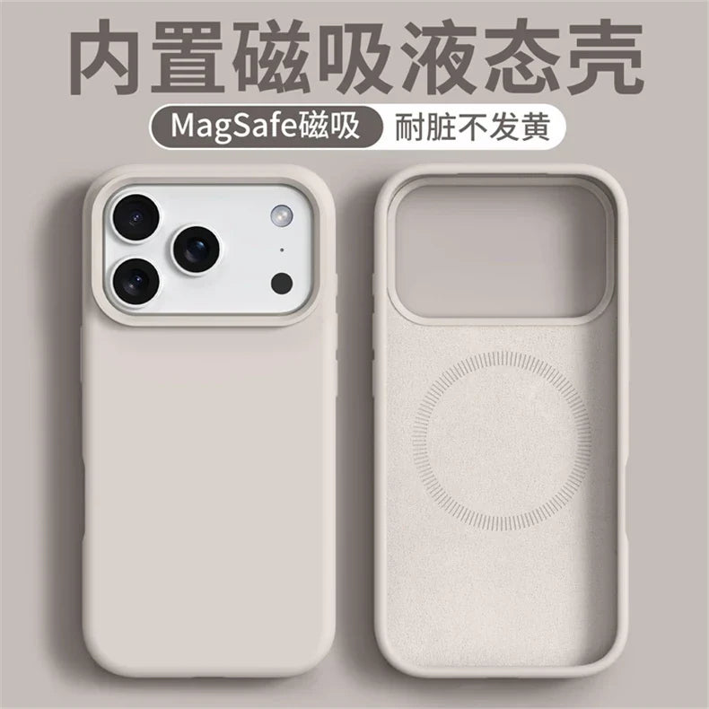 Magnetic Case For iPhone 17 Pro Max 17 Ari MagSafe Liquid Silicone Comfortable Feel Built in Flocking Protect Cover