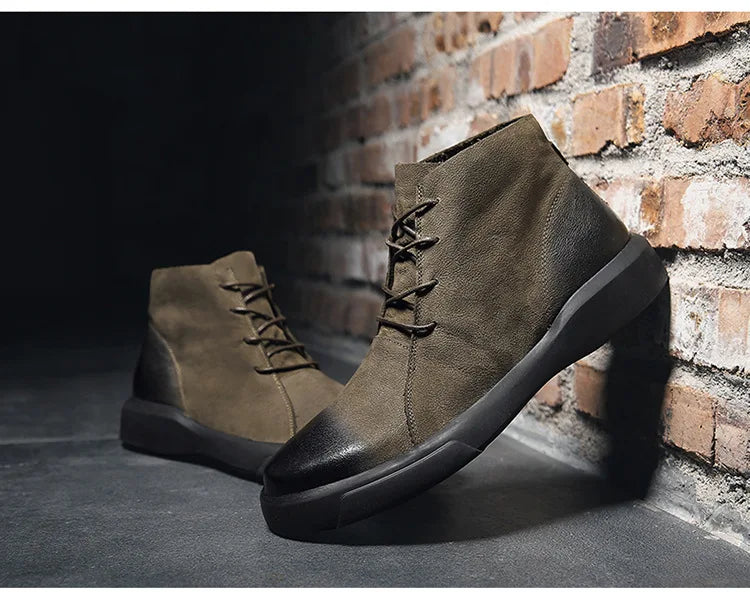 Men's Chelsea Cotton Boots Winter Men's Genuine Leather Shoes High Top Men Plush Sapato Social Masculino Zapatos Para Hombres