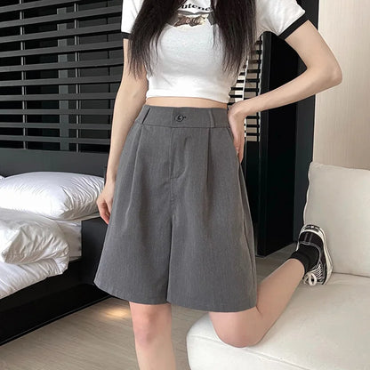 Large Size Women Summer Casual Suit Shorts Lady Comfortable Office Work Wide Leg Short Pants Female Daily Baggy Versatile Pants