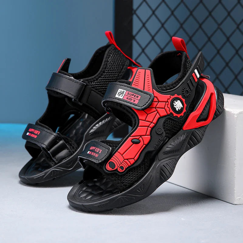 Kids Mecha Robot Style Closed Toe Sandals Adjustable Straps Breathable Summer Shoes for Boys Outdoor Beach Casual Sports Sneaker