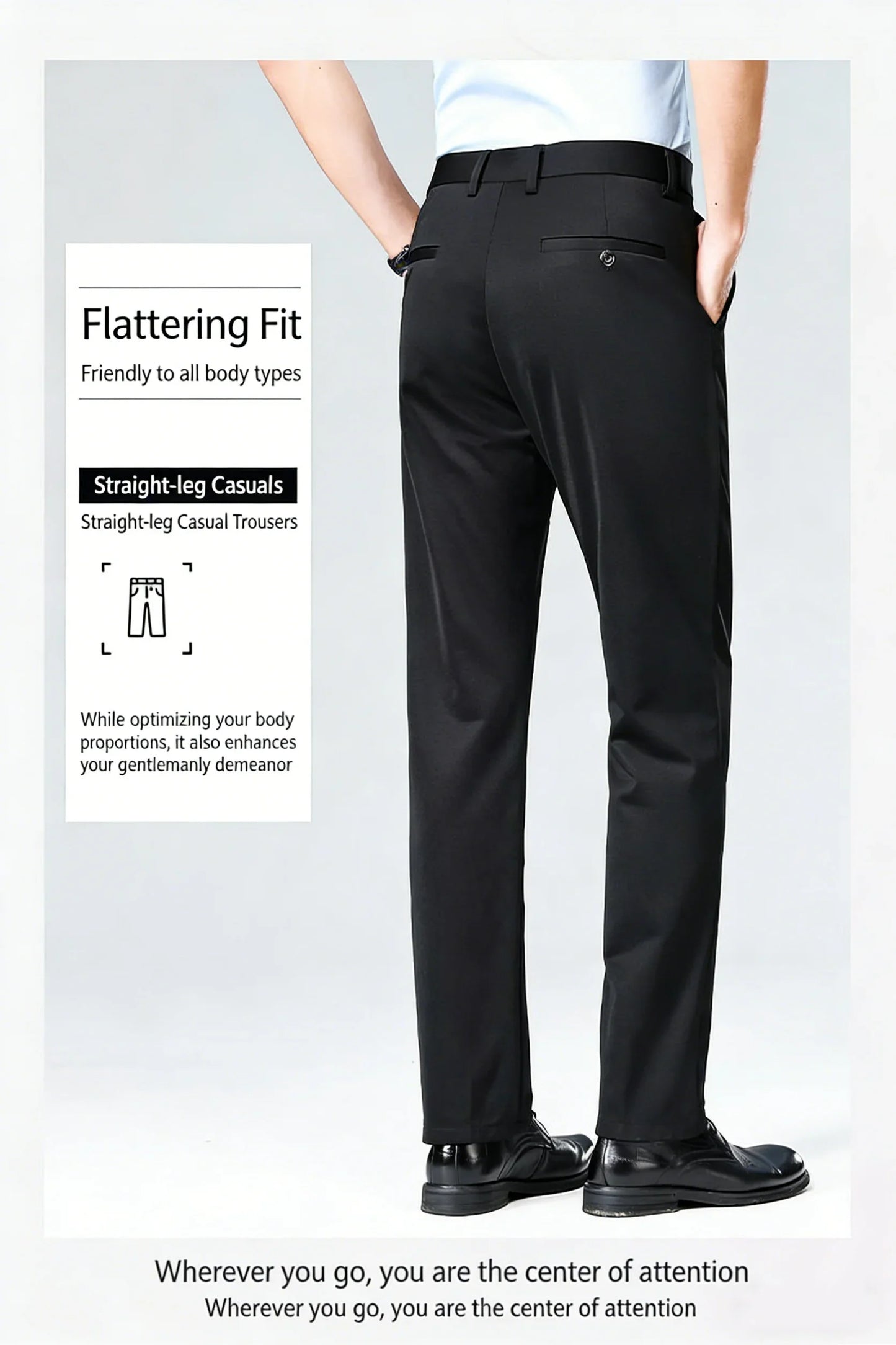 Premium Men's Solid Color Stretch Trousers Loose Straight Formal Business Pants for All-Day Comfort And Professional Style